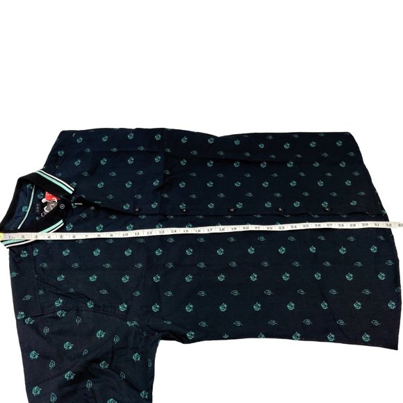 Mens G-NET Slim Fit Short Sleeve Button Down Shirt Blue Floral Size XL NWT - Picture 7 of 7